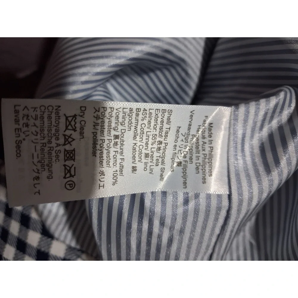 J. Crew Gingham Women's size 6 Linen Cotton Casual Career Preppy Classic Blazer